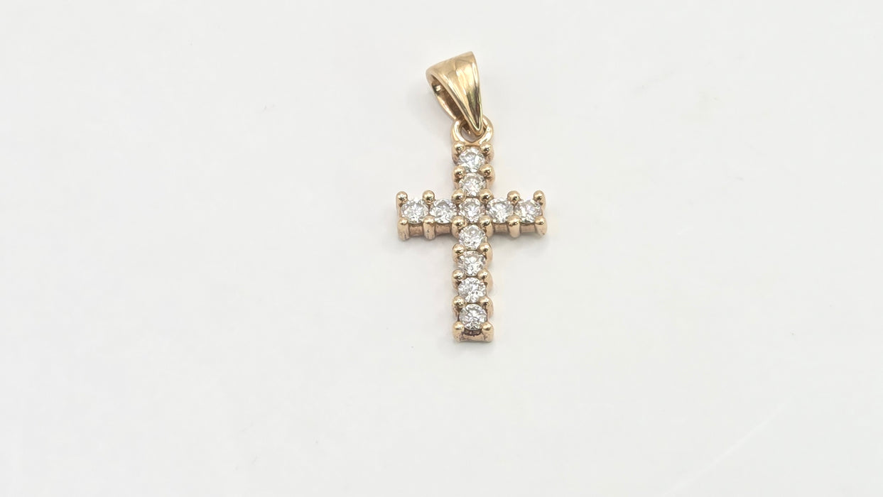 Vintage: 9ct Yellow Gold Diamond Cross Pendant