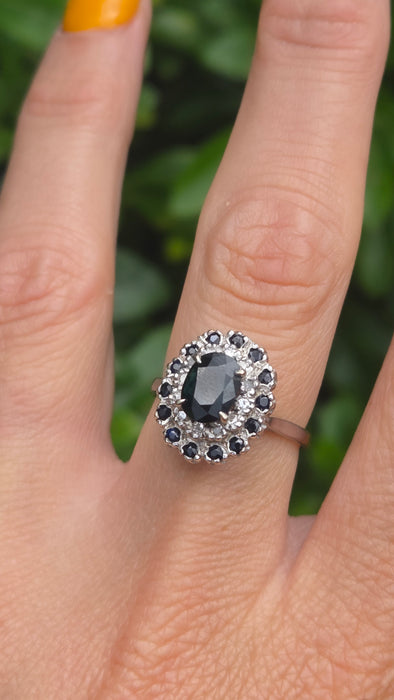 Vintage: 18ct Yellow Gold Sapphire & Diamond Oval Dress Ring — From 1977