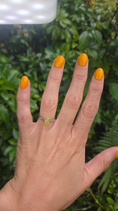 Modern: Platinum Fancy Yellow Diamond Solitaire Ring — 1.24ct