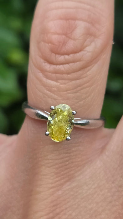 Modern: Platinum Fancy Yellow Diamond Solitaire Ring — 1.24ct