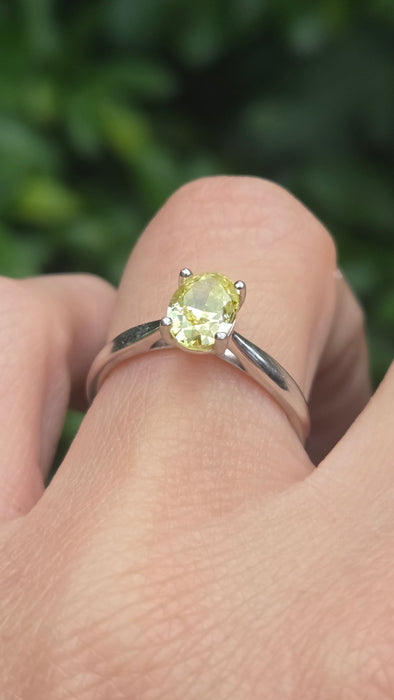 Modern: Platinum Fancy Yellow Diamond Solitaire Ring — 1.24ct