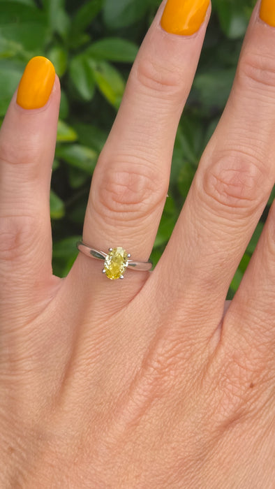 Modern: Platinum Fancy Yellow Diamond Solitaire Ring — 1.24ct