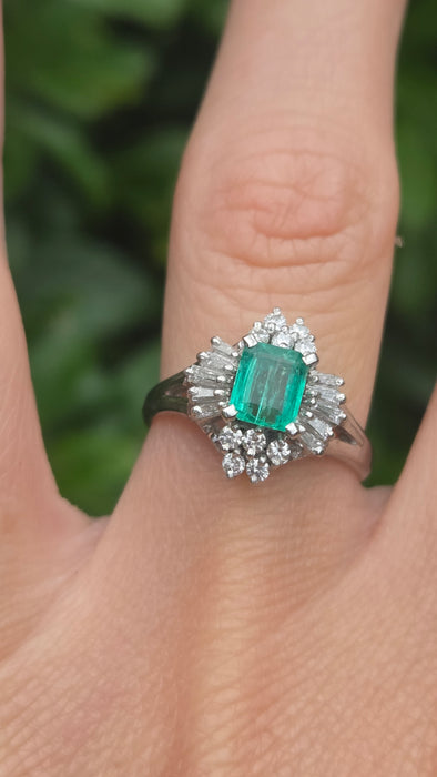 Vintage: Platinum Emerald & Diamond Cocktail Ring — She is special
