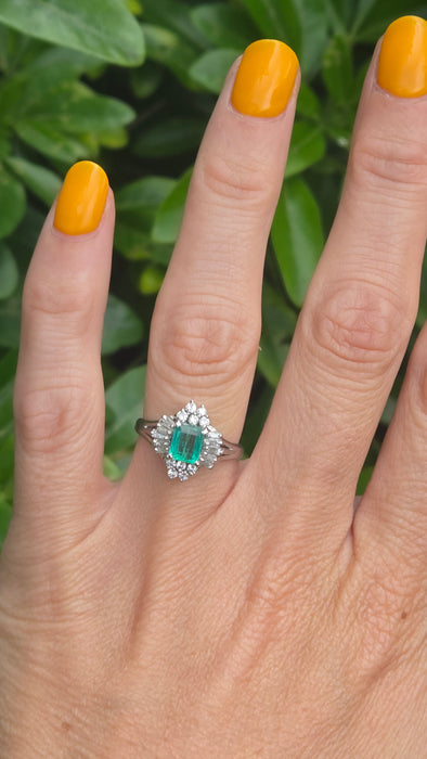 Vintage: Platinum Emerald & Diamond Cocktail Ring — She is special