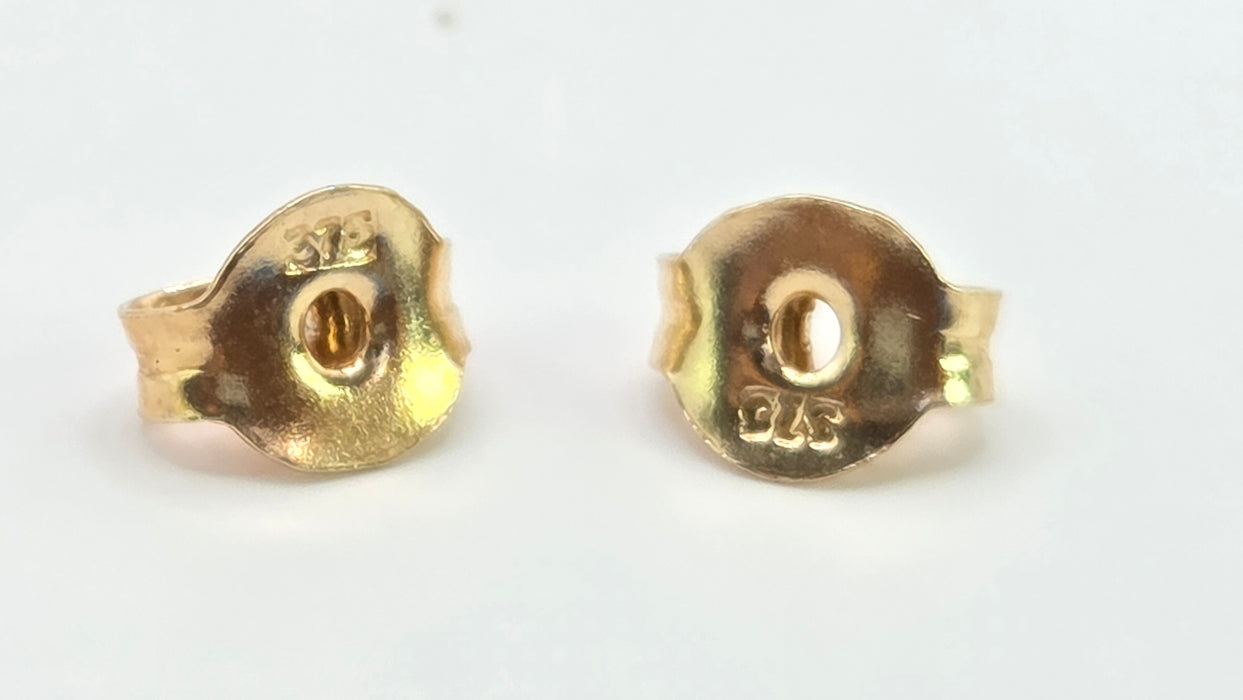 Vintage: 9ct Yellow Gold Diamond Geometric Stud Earrings