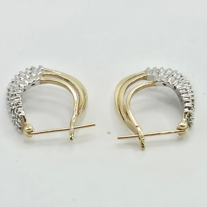 Vintage: 9ct Yellow Gold Diamond Triple Hoop Earrings