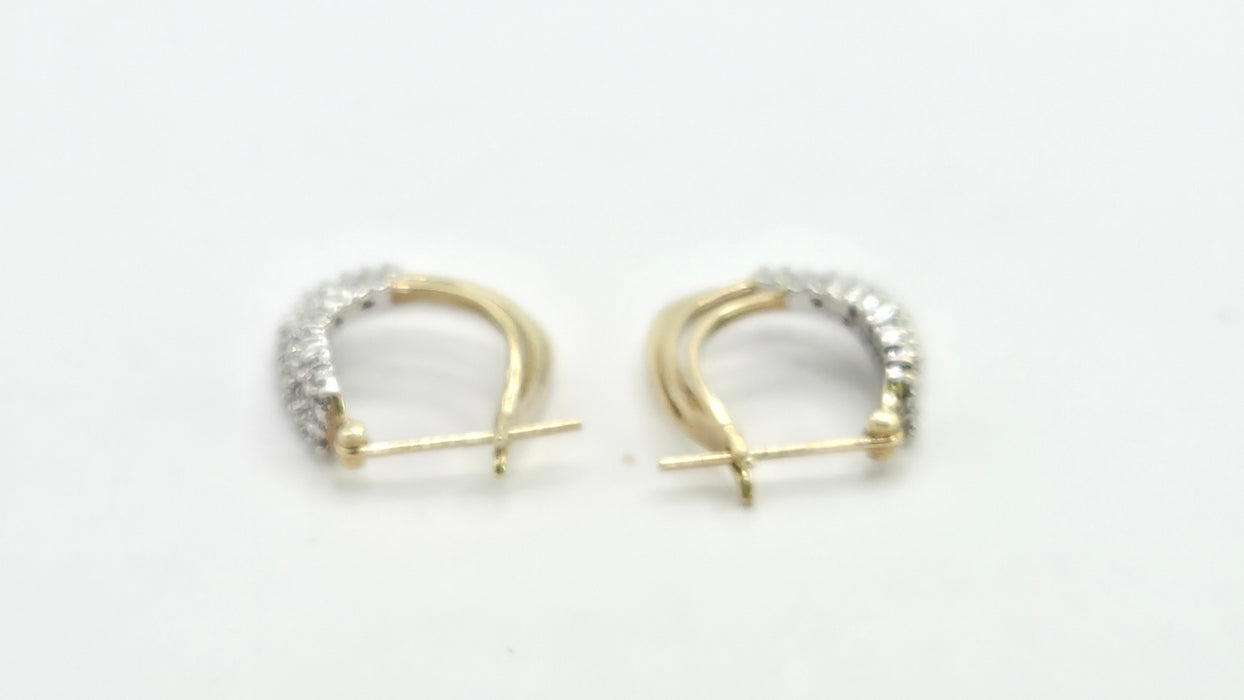 Vintage: 9ct Yellow Gold Diamond Triple Hoop Earrings