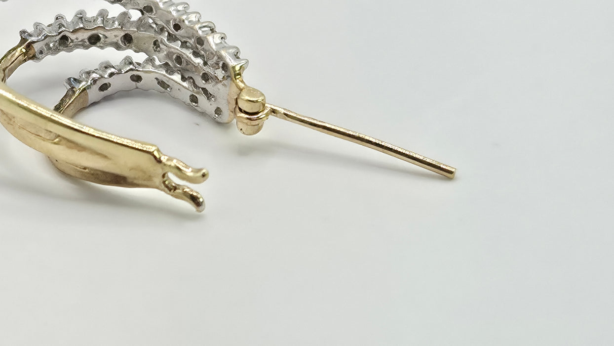 Vintage: 9ct Yellow Gold Diamond Triple Hoop Earrings