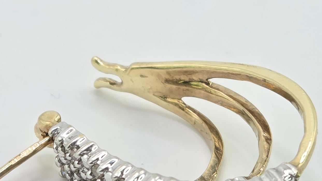 Vintage: 9ct Yellow Gold Diamond Triple Hoop Earrings
