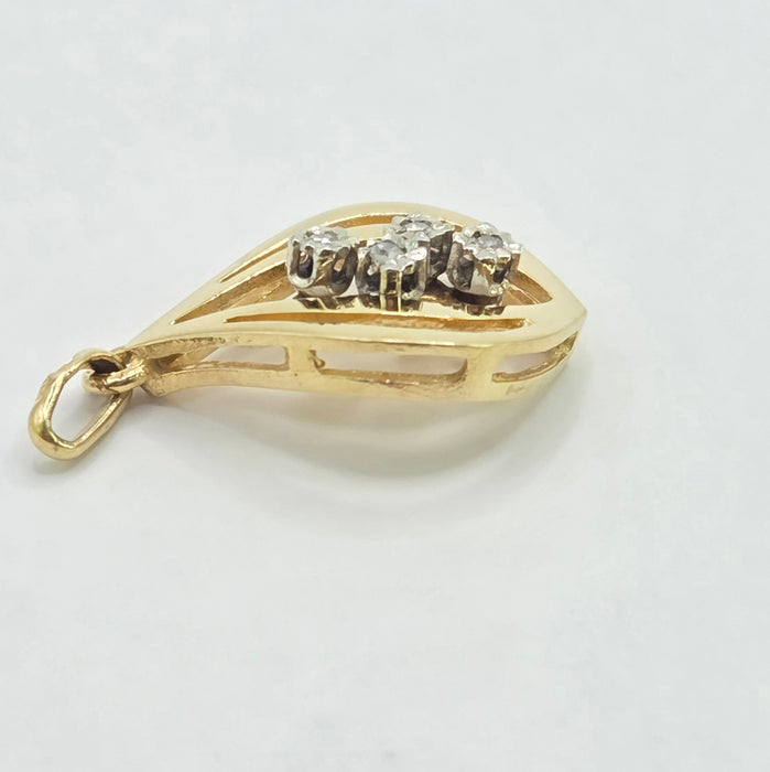 Vintage: 9ct Yellow Gold Diamond Pear-Shaped Pendant