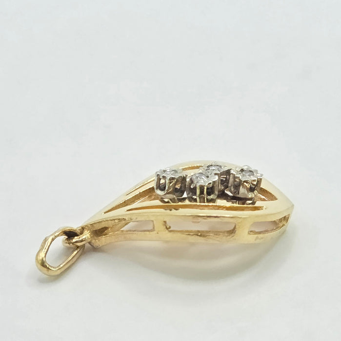 Vintage: 9ct Yellow Gold Diamond Pear-Shaped Pendant