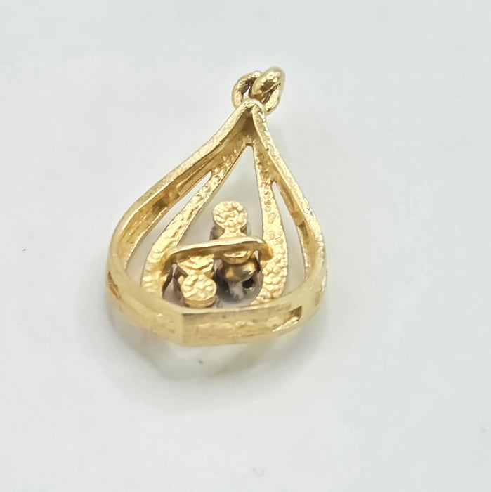 Vintage: 9ct Yellow Gold Diamond Pear-Shaped Pendant