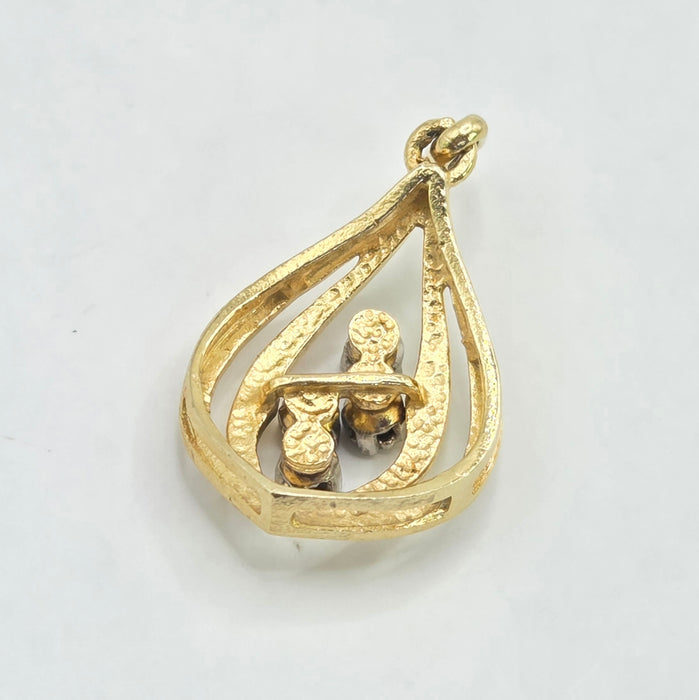 Vintage: 9ct Yellow Gold Diamond Pear-Shaped Pendant
