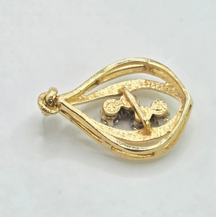 Vintage: 9ct Yellow Gold Diamond Pear-Shaped Pendant