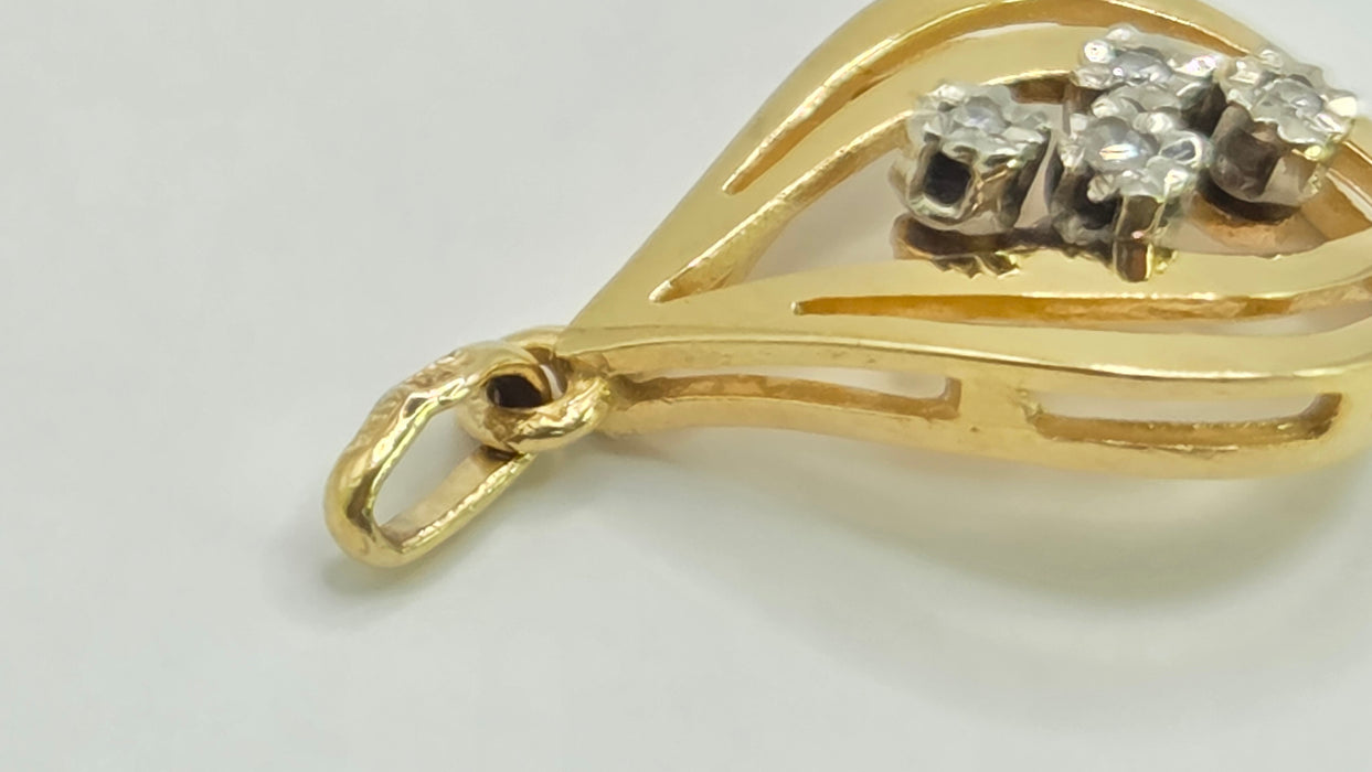 Vintage: 9ct Yellow Gold Diamond Pear-Shaped Pendant