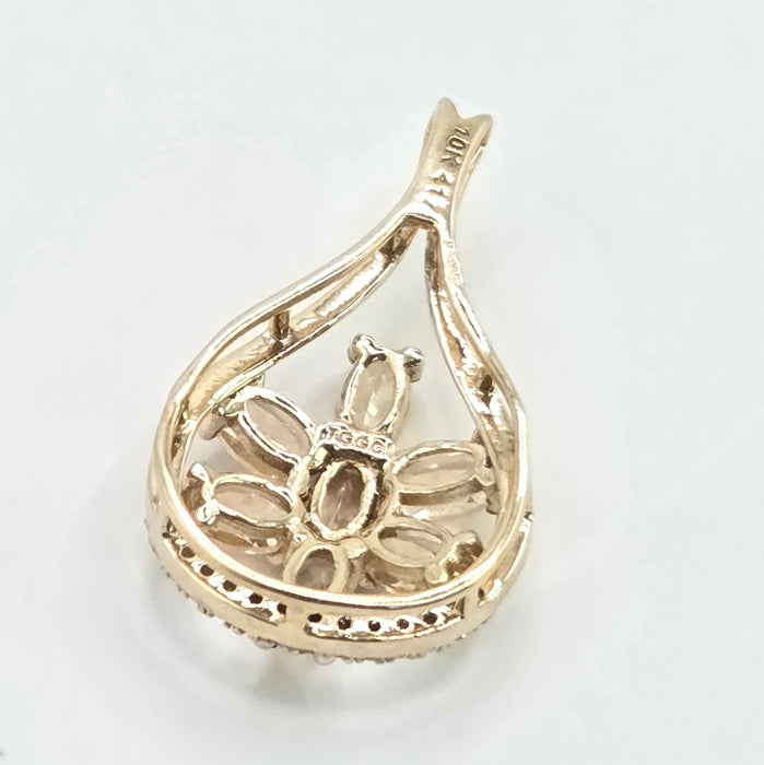 Vintage: 9ct Yellow Gold Pale Citrine & White Spinel Teardrop Pendant - Need the weight