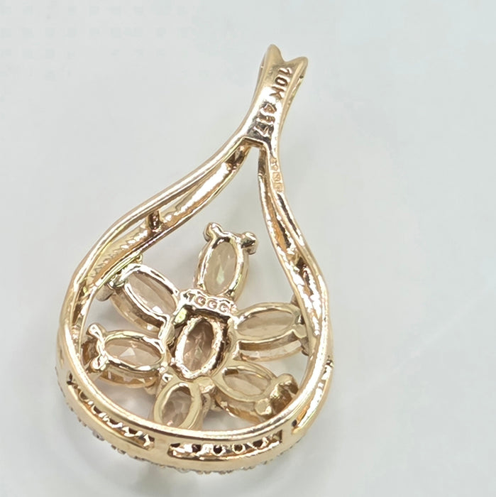 Vintage: 9ct Yellow Gold Pale Citrine & White Spinel Teardrop Pendant - Need the weight