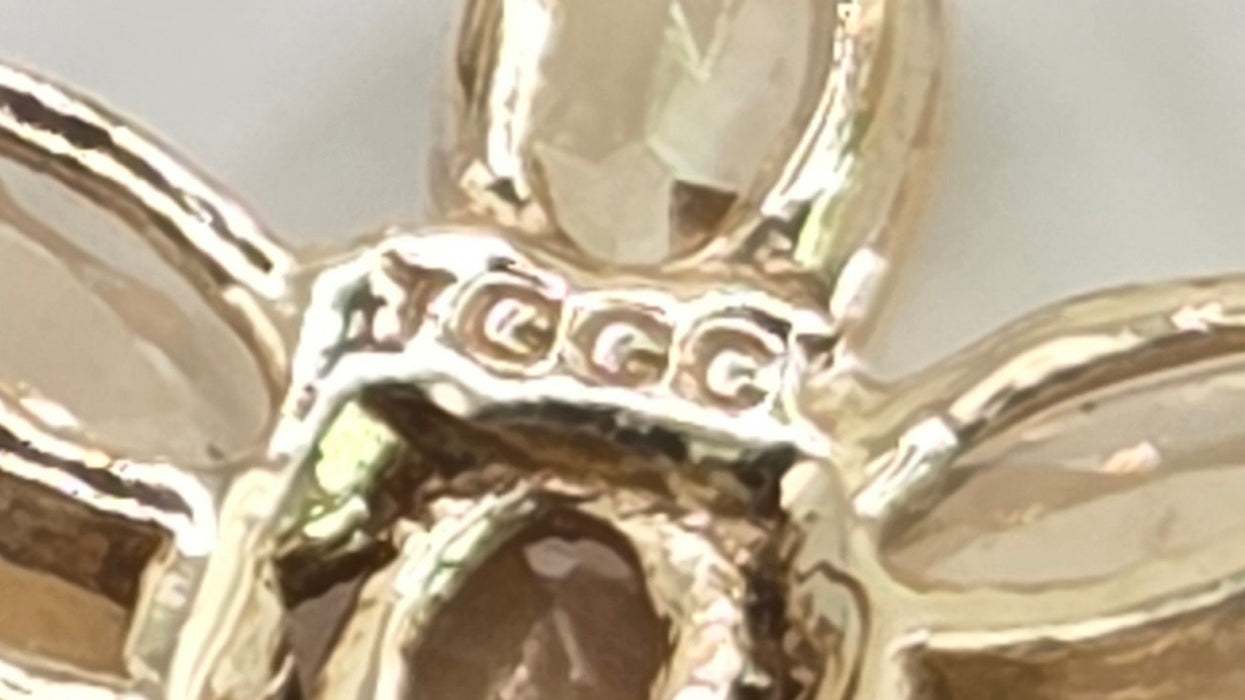 Vintage: 9ct Yellow Gold Pale Citrine & White Spinel Teardrop Pendant - Need the weight