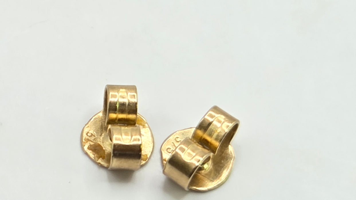 Vintage: 9ct Yellow & White Gold Diamond Leaf Stud Earrings