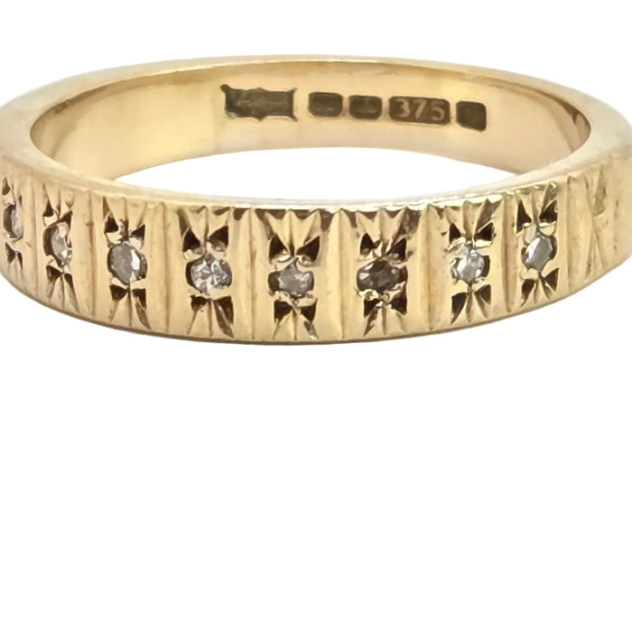 Vintage: 9ct Yellow Gold 8-Diamond Stacker Ring — From 1977