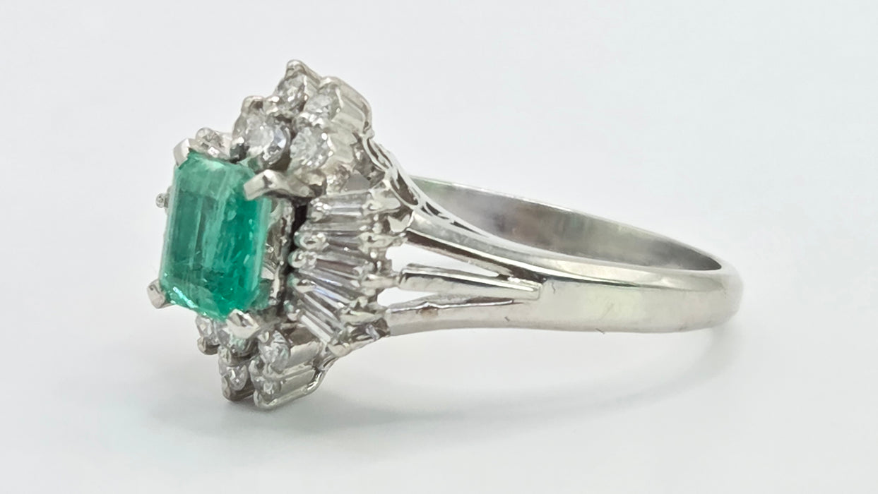 Vintage: Platinum Emerald & Diamond Cocktail Ring — She is special