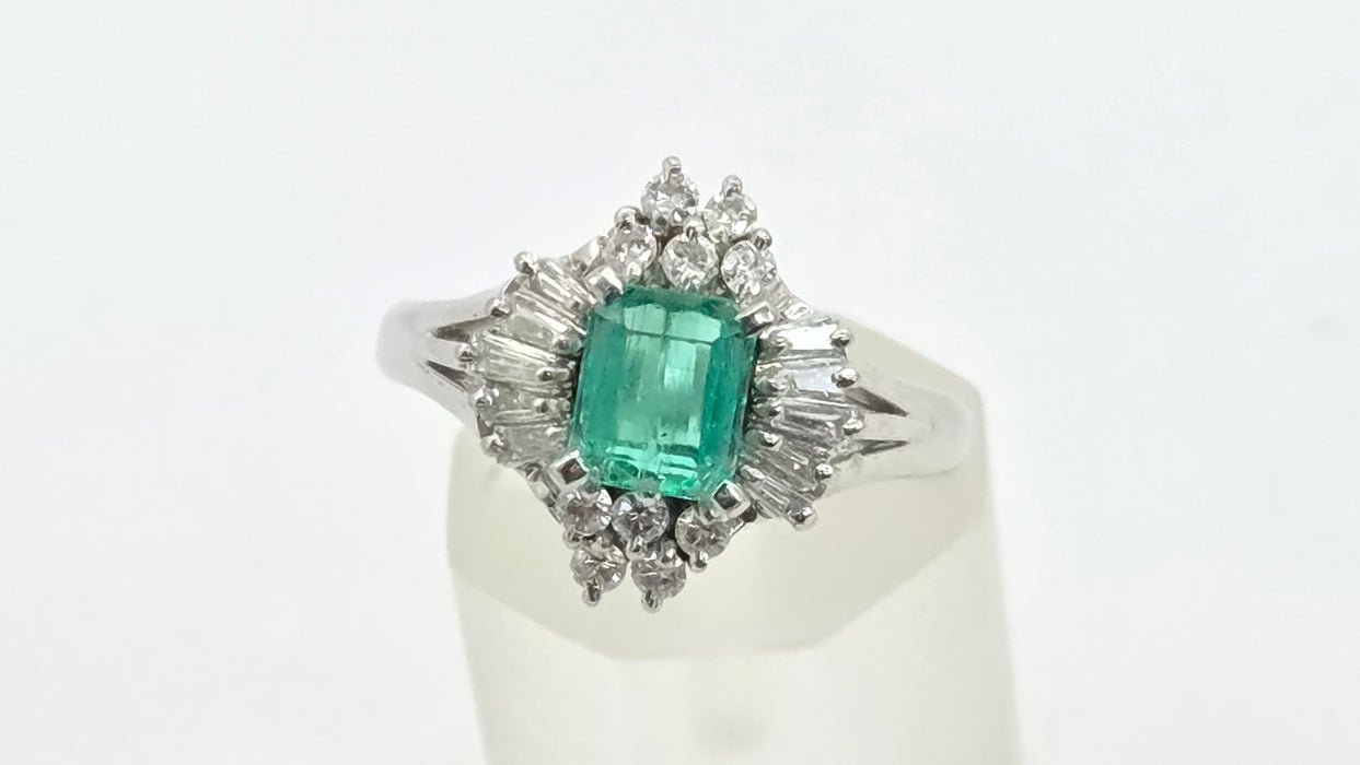 Vintage: Platinum Emerald & Diamond Cocktail Ring — She is special