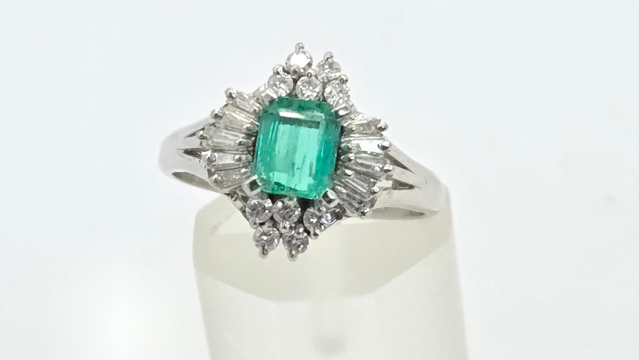 Vintage: Platinum Emerald & Diamond Cocktail Ring — She is special