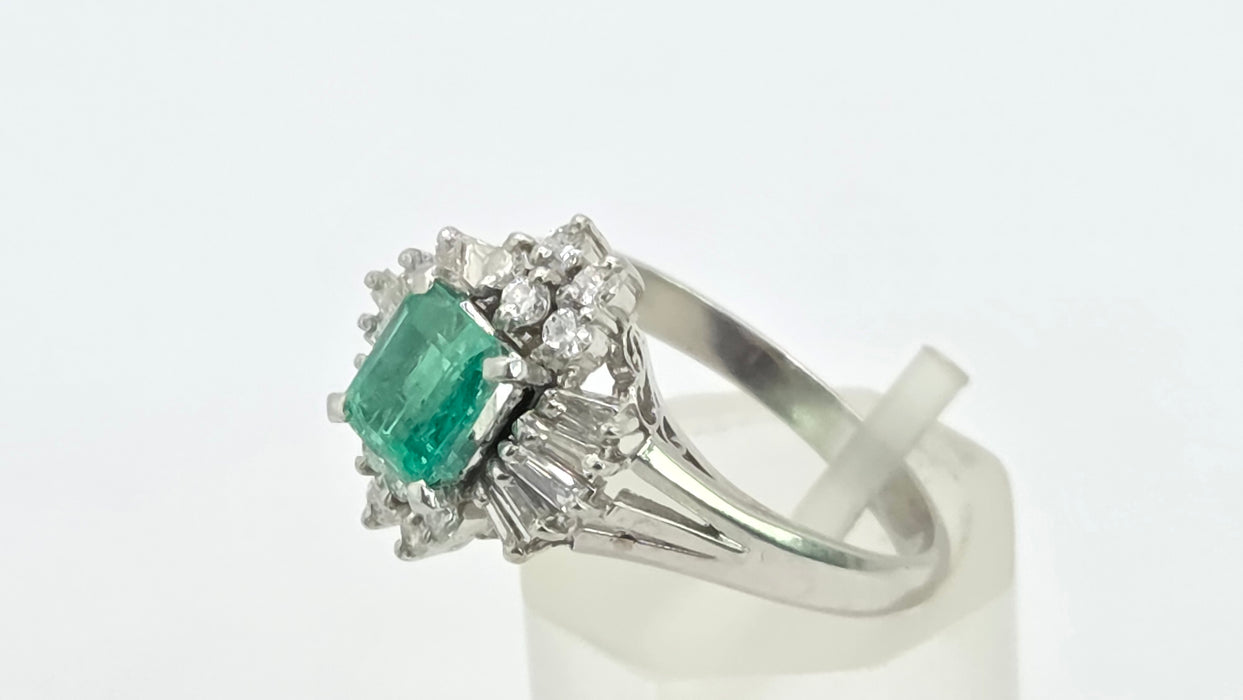 Vintage: Platinum Emerald & Diamond Cocktail Ring — She is special