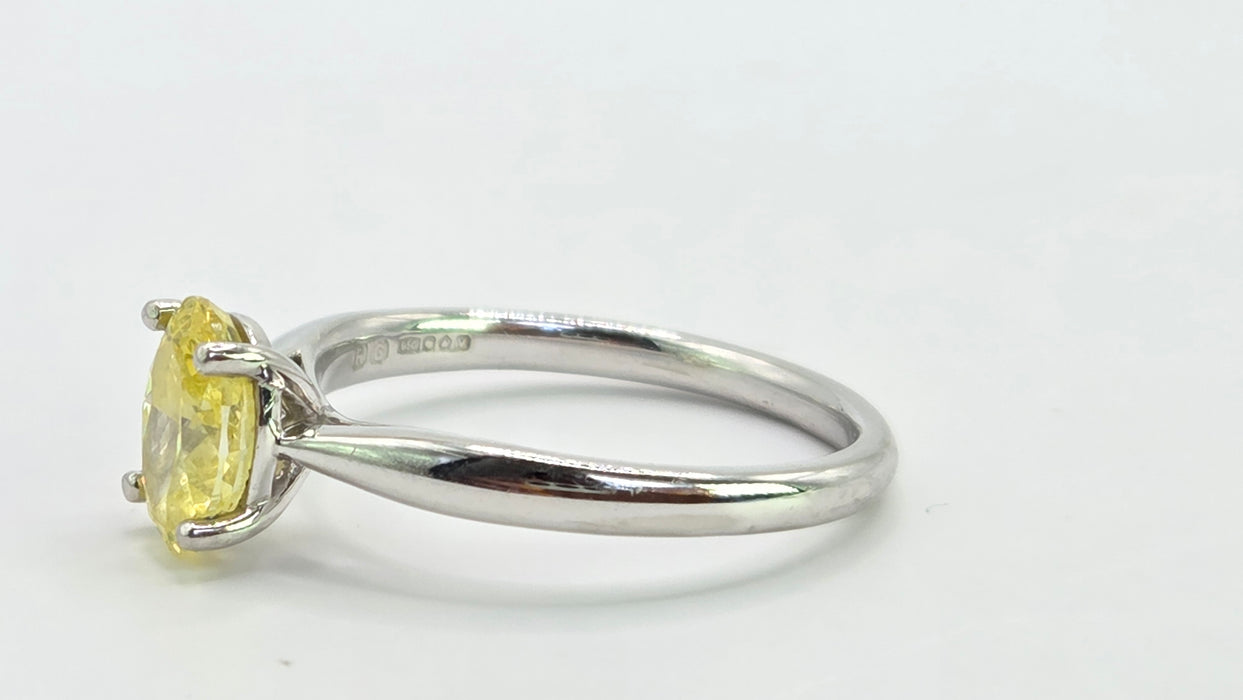 Modern: Platinum Fancy Yellow Diamond Solitaire Ring — 1.24ct