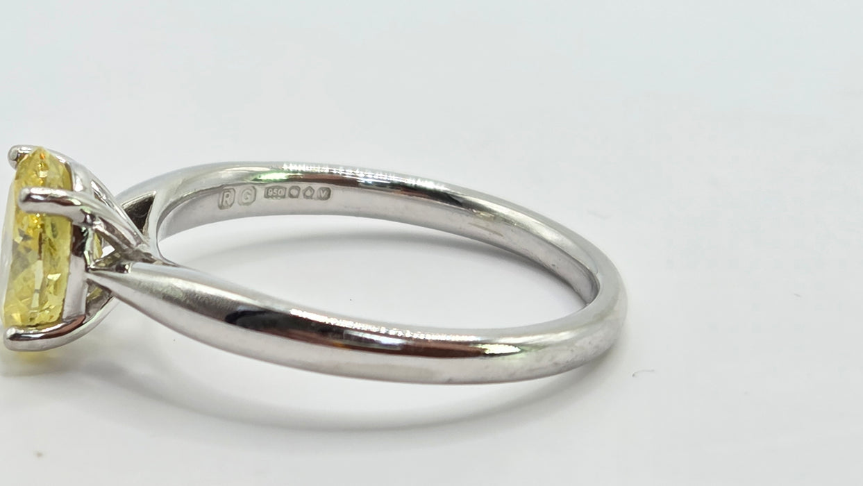 Modern: Platinum Fancy Yellow Diamond Solitaire Ring — 1.24ct