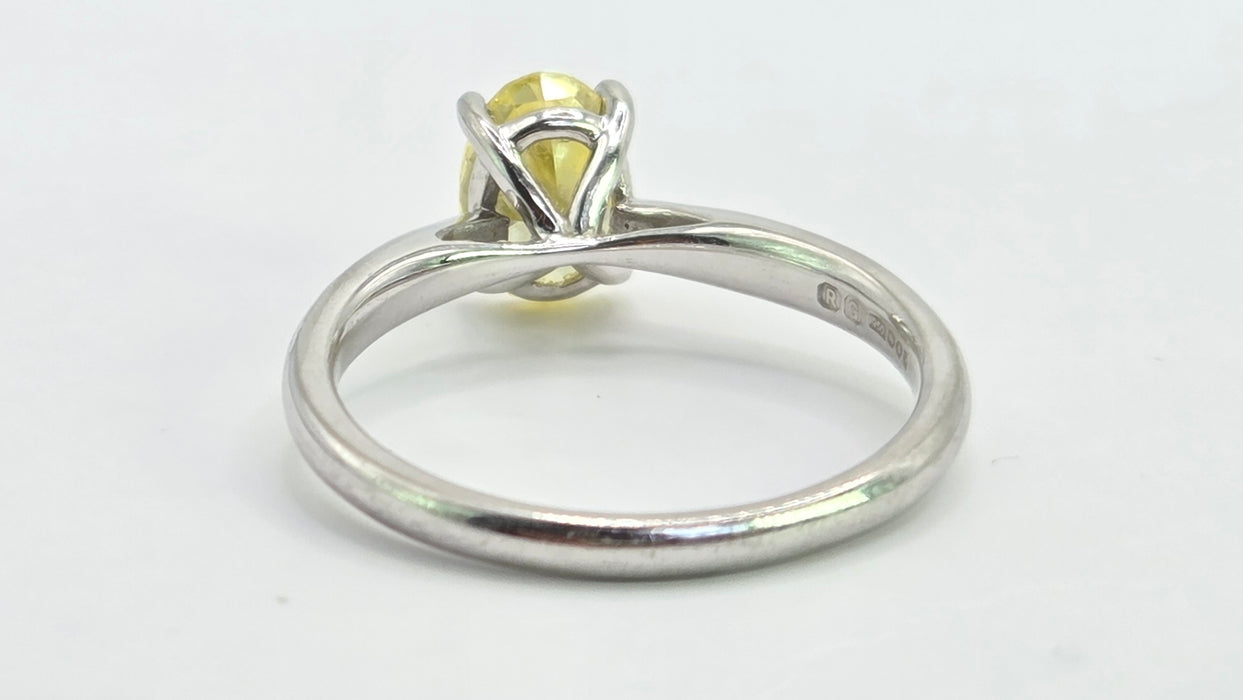 Modern: Platinum Fancy Yellow Diamond Solitaire Ring — 1.24ct