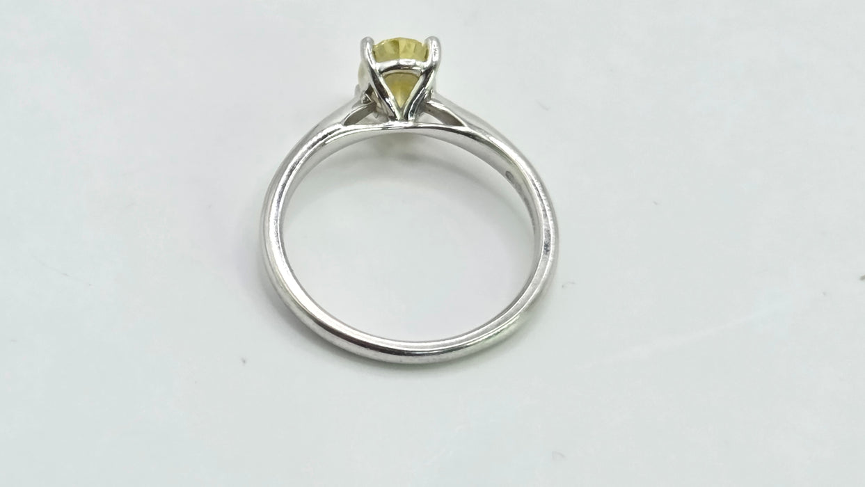 Modern: Platinum Fancy Yellow Diamond Solitaire Ring — 1.24ct