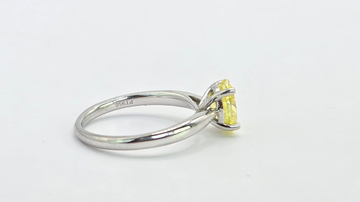Modern: Platinum Fancy Yellow Diamond Solitaire Ring — 1.24ct