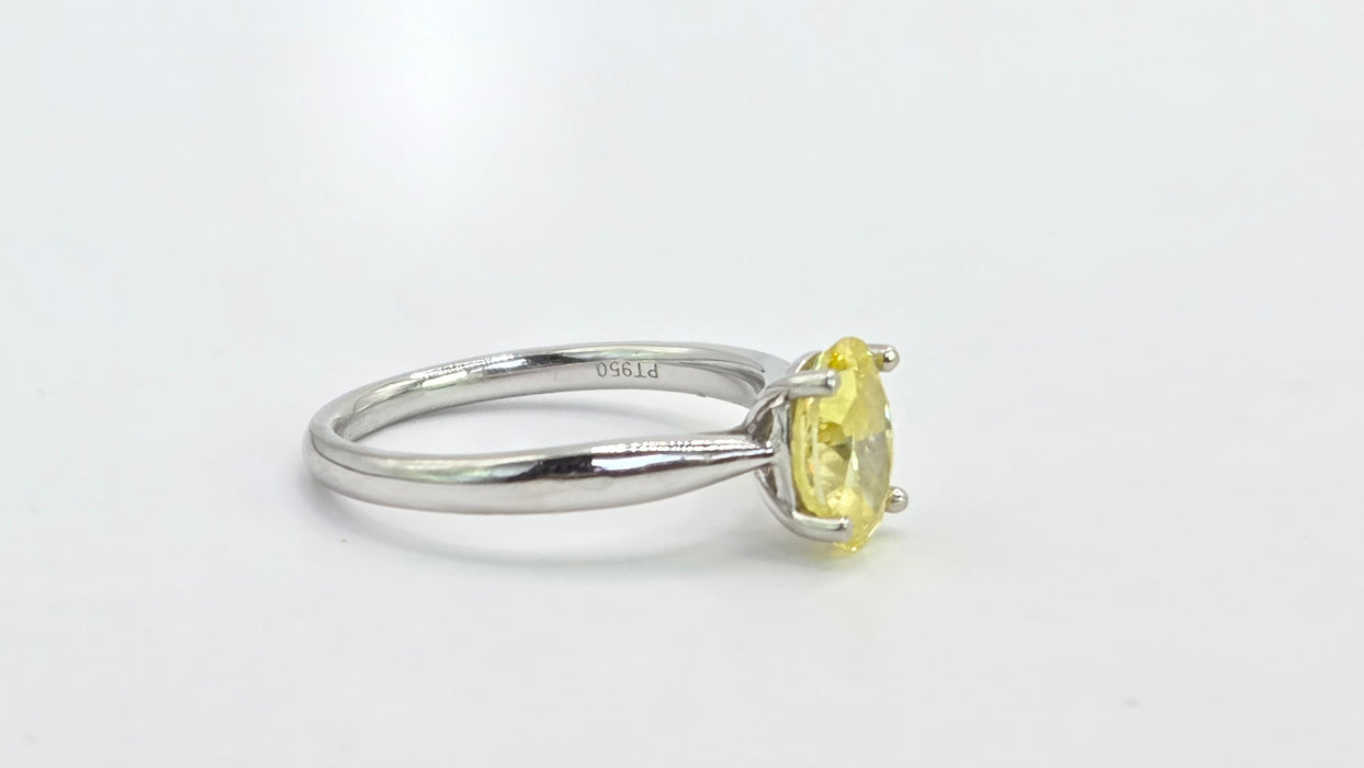 Modern: Platinum Fancy Yellow Diamond Solitaire Ring — 1.24ct