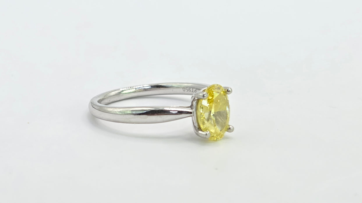 Modern: Platinum Fancy Yellow Diamond Solitaire Ring — 1.24ct