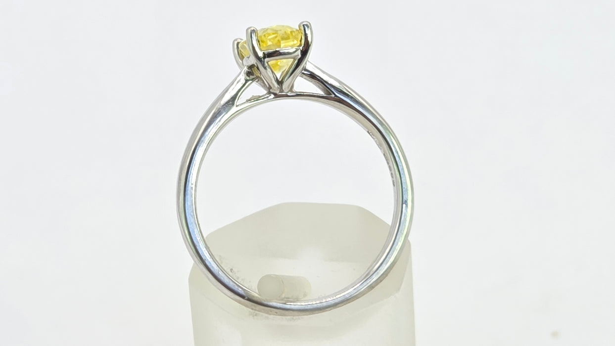 Modern: Platinum Fancy Yellow Diamond Solitaire Ring — 1.24ct