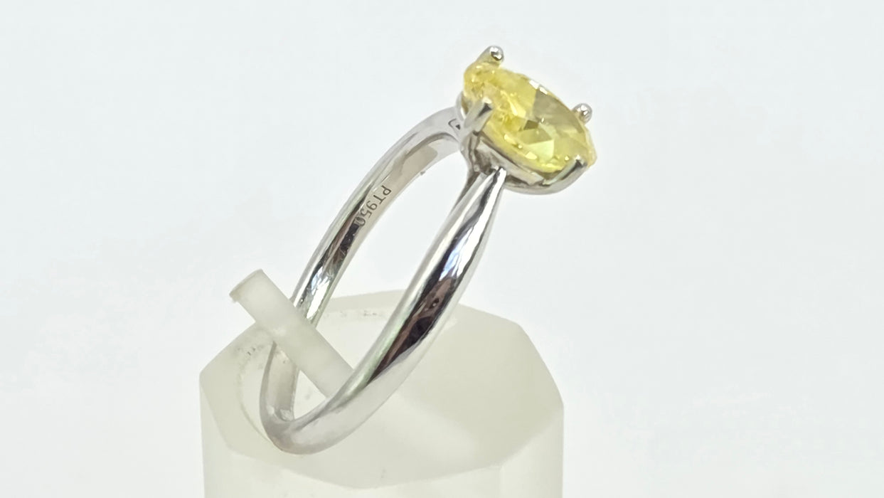 Modern: Platinum Fancy Yellow Diamond Solitaire Ring — 1.24ct