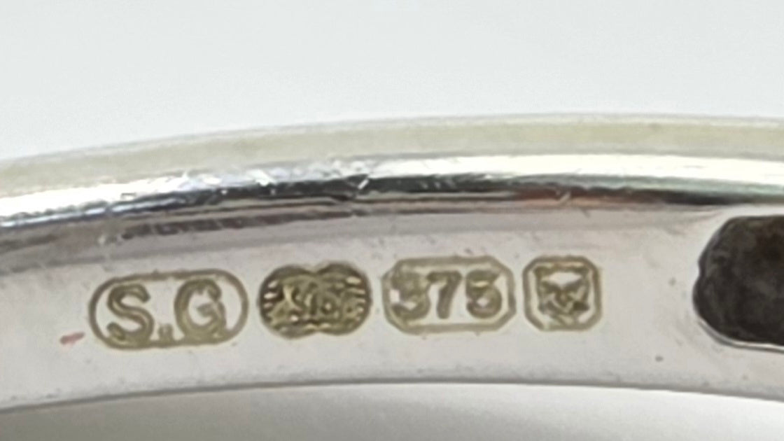 Vintage: 9ct White Gold Diamond Three Tier Octagonal Cluster Ring — 0.53ct