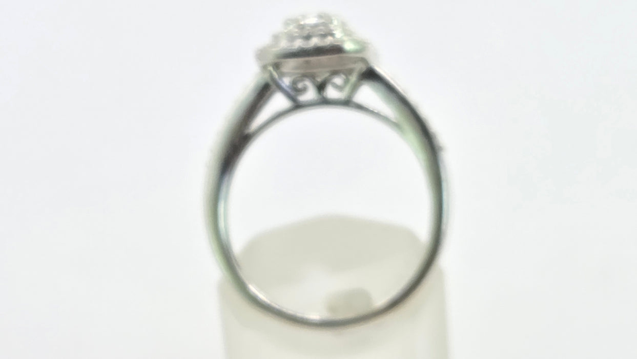 Vintage: 9ct White Gold Diamond Three Tier Octagonal Cluster Ring — 0.53ct
