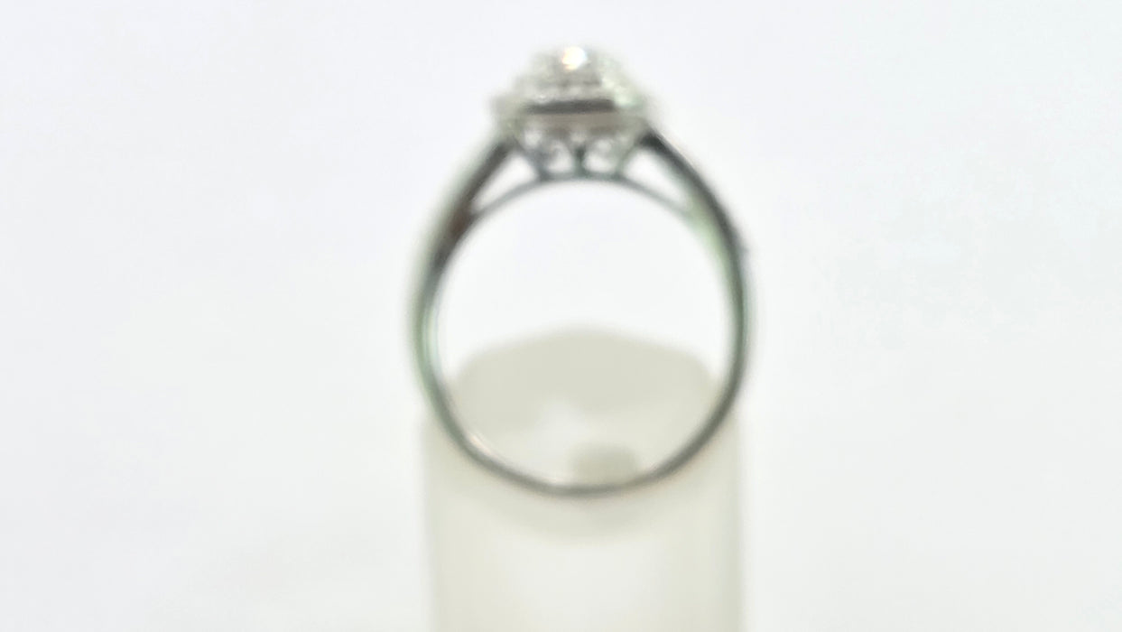 Vintage: 9ct White Gold Diamond Three Tier Octagonal Cluster Ring — 0.53ct