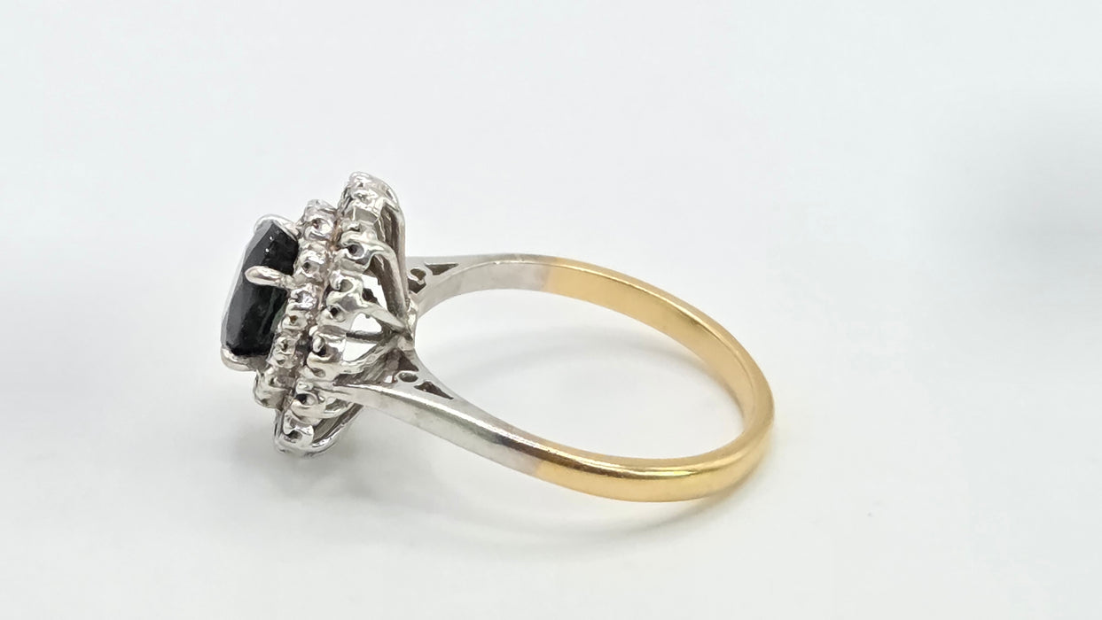 Vintage: 18ct Yellow Gold Sapphire & Diamond Oval Dress Ring — From 1977