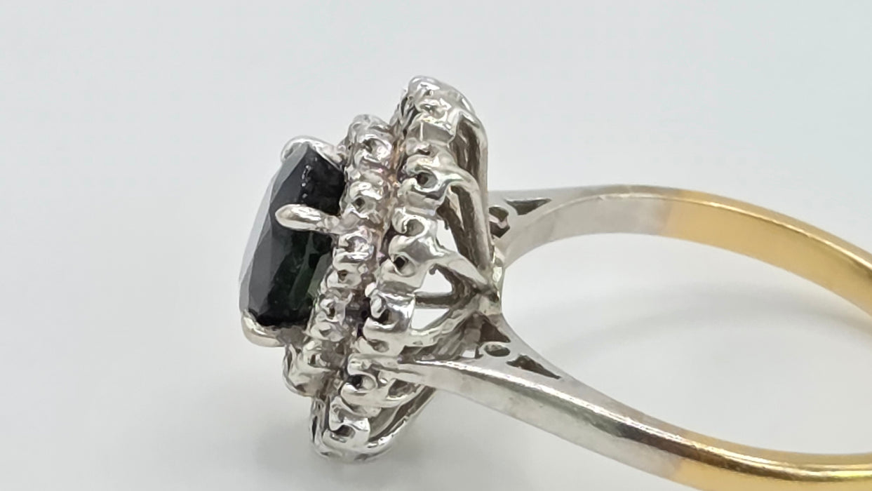 Vintage: 18ct Yellow Gold Sapphire & Diamond Oval Dress Ring — From 1977