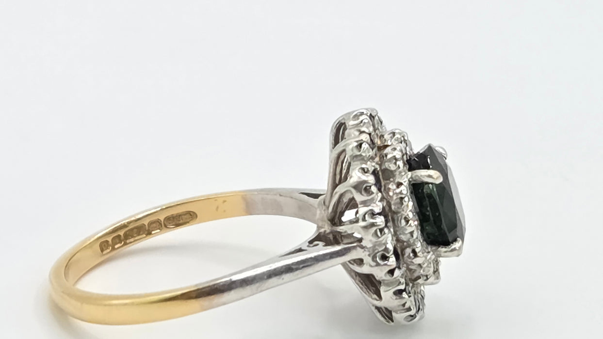 Vintage: 18ct Yellow Gold Sapphire & Diamond Oval Dress Ring — From 1977