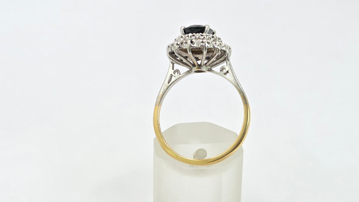 Vintage: 18ct Yellow Gold Sapphire & Diamond Oval Dress Ring — From 1977
