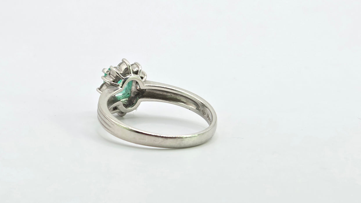 Vintage: Platinum Emerald & Diamond Dress Ring