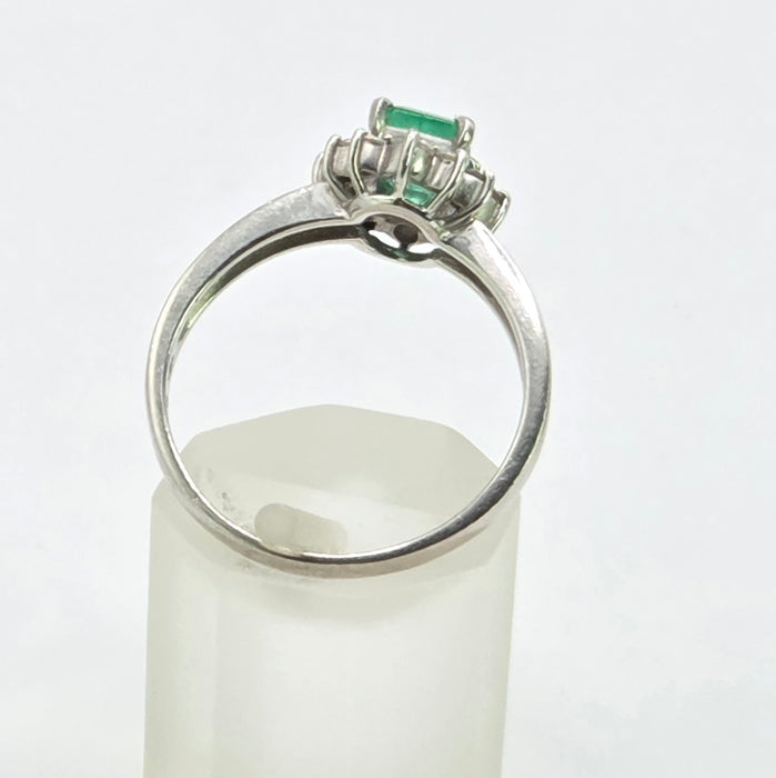 Vintage: Platinum Emerald & Diamond Dress Ring