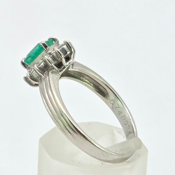 Vintage: Platinum Emerald & Diamond Dress Ring