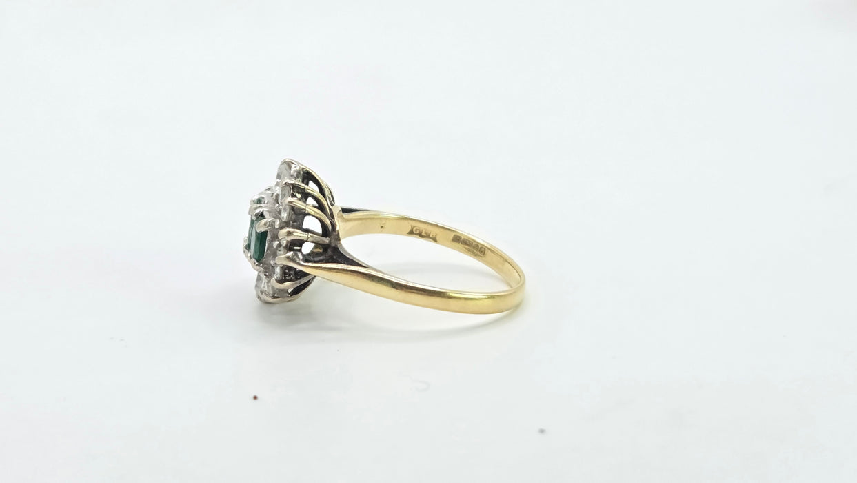 Vintage: 18ct Yellow Gold Emerald & Diamond Half Hoop Dress Ring — 0.70ct Emeralds & 0.70ct Diamonds