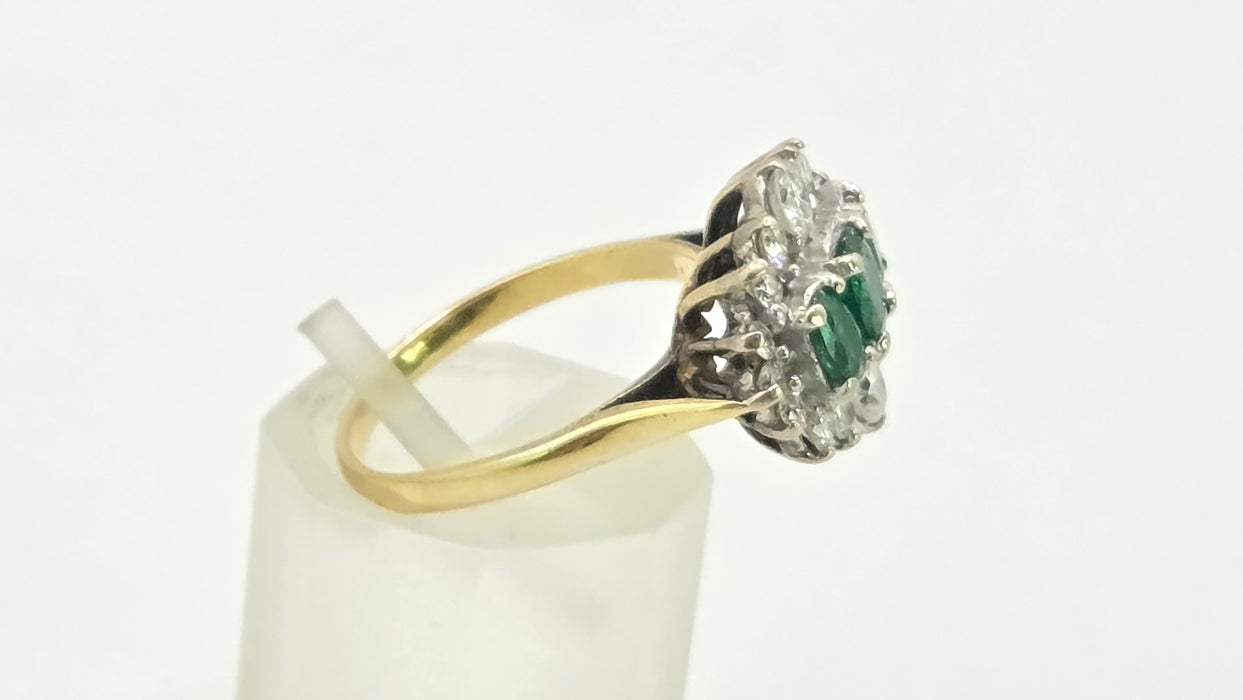 Vintage: 18ct Yellow Gold Emerald & Diamond Half Hoop Dress Ring — 0.70ct Emeralds & 0.70ct Diamonds