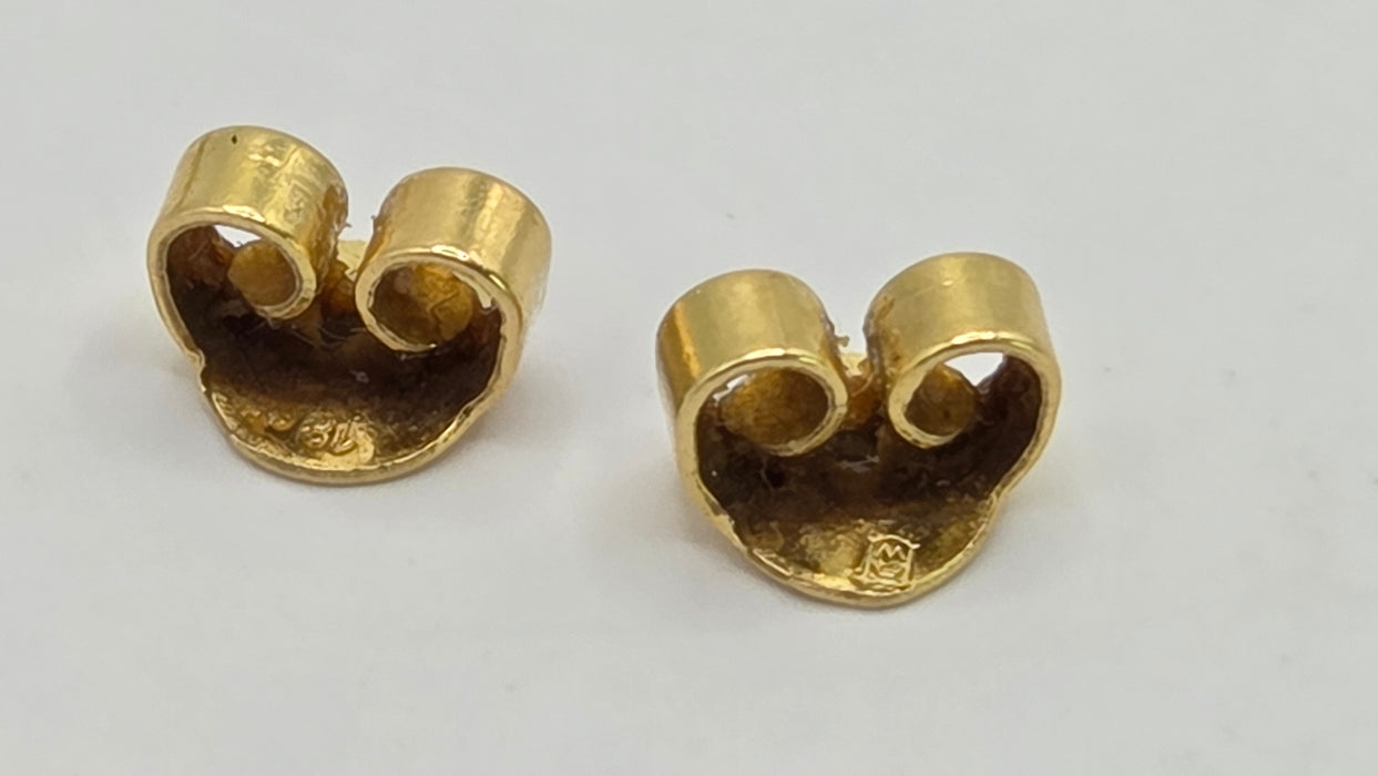 Vintage: 18ct Yellow Gold Akoya Pearl & Diamond Drop Stud Earrings — From 1997